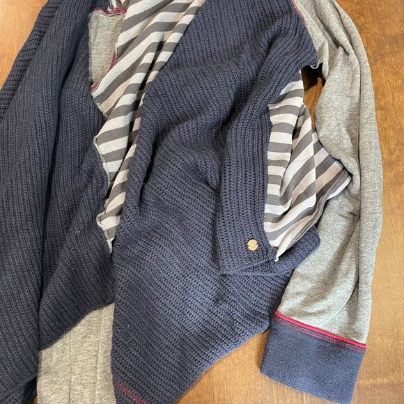 Matilda Jane 435 Sweater Weather Cardigan Girls Size 16 Blue Gray Striped Knit - Picture 10 of 10